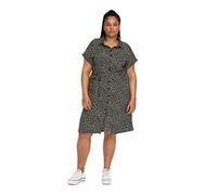 ONLY Cardiega SS Blk Robe Chemise WVN Noos, Noir/AOP : Graphique Cloud Dancer, 44 Grande Taille Femme