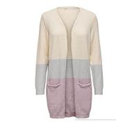 Only Cardigan Long Onlqueen L/S KNT Noos 15158746, Écru/Rayures : jadélite et Bois Rose mélangé, XS