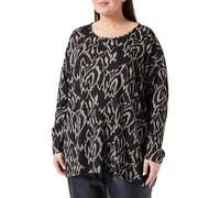 ONLY CARMAKOMA Caralba Graphic L/S Top JRS T-Shirt Manches Longues, Noir/AOP : Humus Graphique, 48/50 Femme