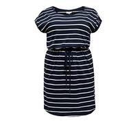 ONLY Carmakoma NOS Carapril SS Knee Dress Noos Robe, Stripes: Primo Cloud Dancer Night Sky, M-46/48 Femme