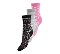 ONLY Chaussettes 'ONLCHRISTMAS' gris chiné / rose clair / noir / blanc, Taille 36-41