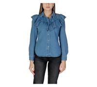 Only - Chemise en Denim Bleu Col à Volants - Femme - Blouses et Chemises - Bleu - Taille: 36 FR