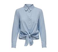 ONLY ONLLECEY LS Knot Shirt Noos WVN Blouse, Cloud Dancer/Stripes:Medium Blue, L Femmes