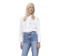 ONLY Onlnew Lina Grace Ls EMB Shirt WVN Blouse, Blanc Clair/AOP : cœur, XL Femme