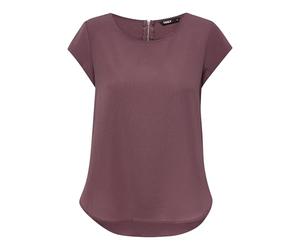 Only Chemisier uni à Manches Courtes pour Femme | Col Rond Basique | Blouses T-Shirt Blouse Haut Haut ONLVIC Couleurs : Rouge-2, Taille : 40, Rose/Marron, 42