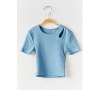 KIDS ONLY Kognessa S/S Cut Out Top Box JRS Noos T-Shirt pour Fille, Bleu pâle - Détail : épaules découpées, 110-116