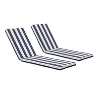 Only Choice Lot de 2 Coussins de Rechange pour Chaise Longue d'extérieur (Rayures Bleues + Blanches), 2 pièces