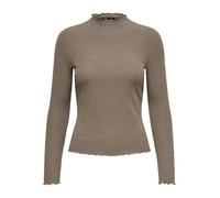 ONLY ONLEMMA L/S High Neck Top Noos JRS T-Shirt Manches Longues, Caribou/détail : chiné, XS Femmes