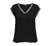 ONLY ONLJASMINA S/S V-Neck Lace Top Noos PTM, Noir, XS Femme