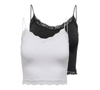 ONLY Onlvicky Lace Seamless Cropped Top Haut, Blanc/Noir, L-XL Taille Courte (Lot de 2) Femmes