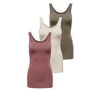 ONLY Débardeur pour Femme Onllive Love Noos, Marron/Rose/Blanc (1 Noyer/1 Rose Brown/1 Bouleau), XXL