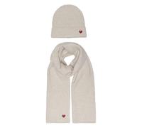 ONLY - Echarpe écrue unie en coffret cadeau avec un bonnet à revers et un cœur brodé - Taille TU