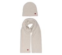 ONLY - Echarpe écrue unie en coffret cadeau avec un bonnet à revers et un cœur brodé - Taille TU