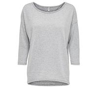 ONLY Elcos - T-Shirt - Manches 3/4 - Femme - Gris (Light Grey Melange) - Small (Taille Fabricant: S)