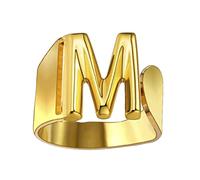 Only faith Bagues en acier inoxydable ajustables avec lettres initiales, Bagues ouvertes avec lettres pour femme, bijouterie tendance, Acier inoxydable, Aucune pierre précieuse