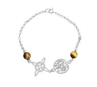 Only faith Bracelet en argent 925 avec nœud de sorcière et tétragramaton, amulette triple protection, médaille Saint-Benoît ou pierres naturelles, 18 cm réglable, 18.0 Centimeters, Argent sterling