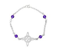Only faith Bracelet en argent 925 avec nœud de sorcière et tétragramaton, amulette triple protection, médaille Saint-Benoît ou pierres naturelles, 18 cm réglable, 18.0 Centimeters, Argent sterling