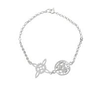 Only faith Bracelet en argent 925 avec nœud de sorcière et tétragramaton, amulette triple protection, médaille Saint-Benoît ou pierres naturelles, 18 cm réglable, 18.0 Centimeters, Argent sterling
