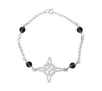 Only faith Bracelet en argent 925 avec nœud de sorcière et tétragramaton, amulette triple protection, médaille Saint-Benoît ou pierres naturelles, 18 cm réglable, 18.0 Centimeters, Argent sterling