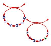 Only faith Bracelet en fil rouge 7 nœuds de sorcière pour femme Cordon rouge réglable en acier inoxydable Pendentif du destin Protection et chance faits à la main, taille unique., Ajustable, Acier