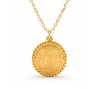 Only faith Collier médaille de Saint Benoît en acier inoxydable 316L, chaîne de 45 cm, disponible en or et argent, 2 styles, Pequeño, Acier inoxydable, Pas de gemme