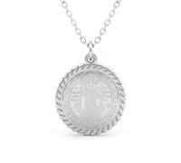 Only faith Collier médaille de Saint Benoît en acier inoxydable 316L, chaîne de 45 cm, disponible en or et argent, 2 styles, Pequeño, Acier inoxydable, Pas de gemme