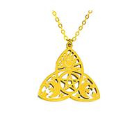 Only faith Collier pour femme noeud de sorcière en acier inoxydable pendentifs amulettes celtique triskel sceau de l'archange talisman protection, géométrie sacrée, métatron, 45 cm, Acier inoxydable