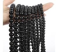 Only faith Lot de 125 perles rondes en pierre pour fabrication de bracelets, bijoux fantaisie avec trou, pierres précieuses pour colliers (6 mm (125 pièces), agate noire onyx
