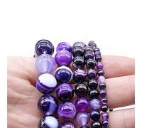 Only faith Lot de 125 perles rondes en pierres précieuses pour fabrication de bracelets, bijoux fantaisie avec trou, pour colliers (6 mm (125 pièces), agate violette)