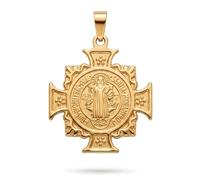 Only faith Médaille avec pendentif de Saint Benoît Premium - Acier inoxydable or 18 carats - Amulette de protection et de foi, Pequeño, Acier inoxydable, Il ne s'agit pas d'une pierre précieuse