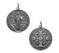 Only faith Pendentif médaille de Saint Benoît en argent sterling 925, pendentif avec croix de pouvoir, 1,5 cm et 2 cm, Pequeño, Argent, Il ne s'agit pas d'une pierre précieuse