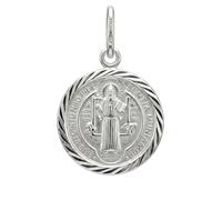 Only faith Pendentif médaille de Saint Benoît en argent sterling 925, pendentif avec croix de pouvoir, 1,5 cm et 2 cm, Pequeño, Argent, Il ne s'agit pas d'une pierre précieuse