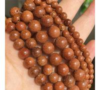 Only faith Perles rondes de pierres pour fabrication de bracelets, bijoux fantaisie avec trou, brins pierres précieuses pour colliers, bandes lâches (6 mm (125 pièces), Aventurine marron)