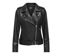 ONLY Faux Leather Biker Jacket Onlmille Otw-Veste de motard en simili cuir, noir, taille L femme, Noir, L