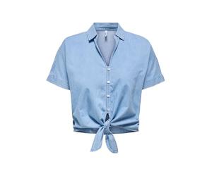 ONLY Female Hemd Onlnova Azure S/S Knot Shirt Ptm, Bleu Jeans Clair, M Femmes