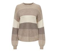 Only Femme Onlatia L/S Stripe KNT Noos Pull Sweater, Feather Gray/Stripes:w. Beige/Whitecap Gray/Leafless Tree, L EU