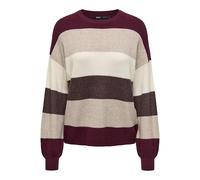 ONLY Pull-over 'ONLATIA' beige chiné / chocolat / lie de vin / blanc, Taille L