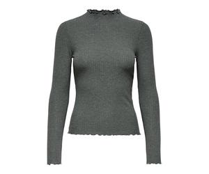 Only Femme Onlemma L/S High Neck Top Noos JRS Haut Confortable À Col avec Volants Féminins, Castor Gray, L EU