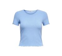 Top Col rond Manches courtes Court bleu Bleu M