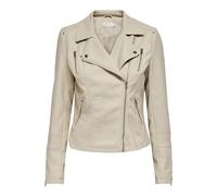 ONLY Femme Onlgemma Faux Leather Biker Otw Noos Veste, Silver Lining, 34 EU