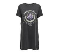 Only Robe d'été imprimée en coton manches courtes Femme Noir Taille M