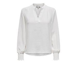 ONLY Femme Onlmette Col V Smock Top WVN Blouse, Cloud Dancer, XL EU