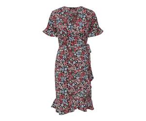 Only Femme Onlolivia S/S Wrap Dress Wvn Noos Robe, Noir/Aop : Red Shore Flower, 38 EU