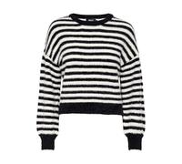 ONLY Femme Onlpiumo L/S Pullover KNT Noos Sweater, Black/Stripes:w. Egret, M EU