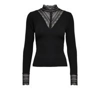 Only Femme Onltilde L/S Haut Col en Dentelle Jrs Noos T shirt manches longues, Noir/Détails : Dentelle Noire., M EU