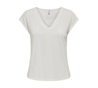 Only T-shirt Femme col V manches courtes basique - Blanc Taille S
