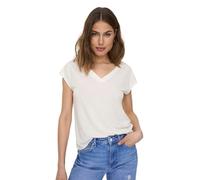 ONLY Femme T-Shirt col V Manches Courtes Basique, Couleurs:Blanc, Taille:S