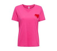 Only, Femme, Tops, Rose, Taille: 42 FR T-shirt en coton à manches courtes et col rond