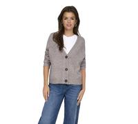 ONLY Femmes Cardigan Col Rond Boutonné Manches Longues Bord Côte Coupe Classique, Couleurs:Marron, Taille:S