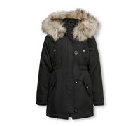 ONLY Kogiris Fur Parka OTW Noos, Noir/détails : Gris Clair, 158 Fille